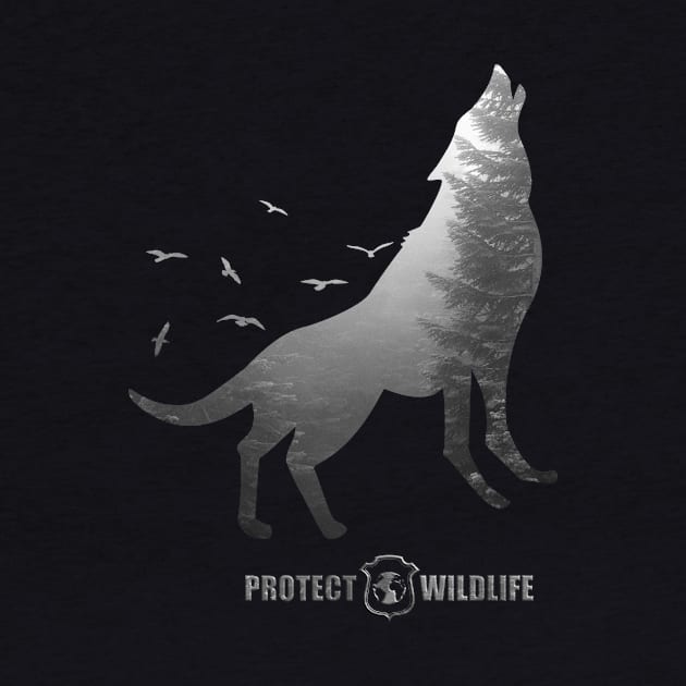 Protect Wildlife - Nature - Wolf Silhouette by JTYDesigns